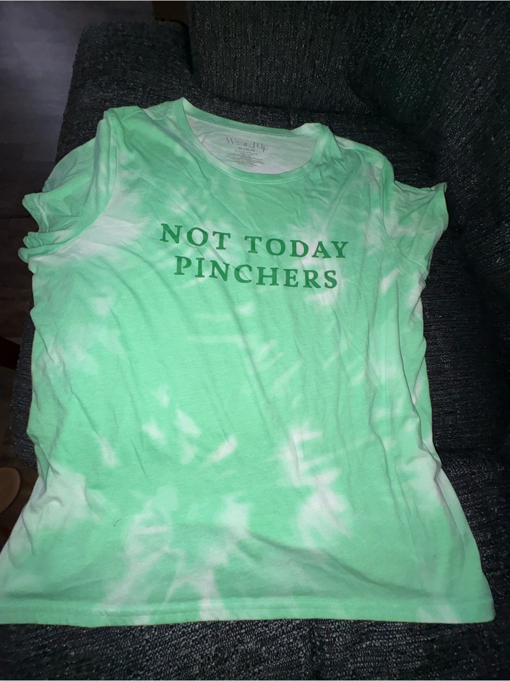 Wound Up Green Tie-Dye "Not Today Pinchers" Graphic Tee